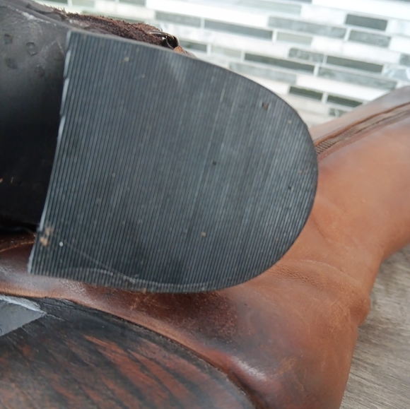 Freebird Wyatt 8M Cognac Brown Leather Knee-High Lace Up Granny Boots Rare New - Picture 12 of 16